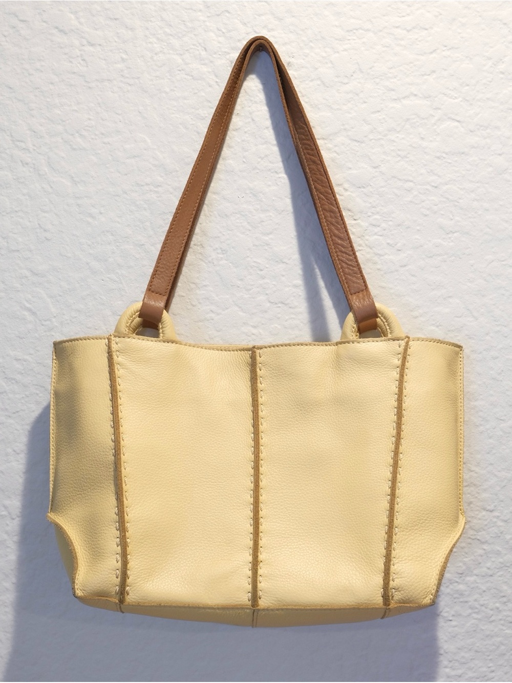 The Sak Los Feliz Satchel in Buttercup Genuine Pebbled Leather Double Handle